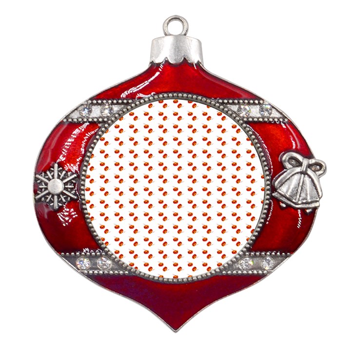 Kawaii Pumpkin Patt White Metal Snowflake And Bell Red Ornament