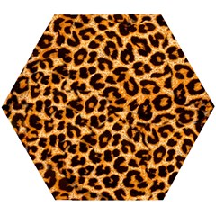 Leopard Skin Texture Macro, Brown Wooden Puzzle Hexagon