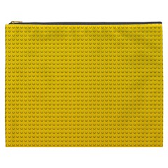 Yellow Lego Texture, Macro, Yellow Dots Background Cosmetic Bag (xxxl)