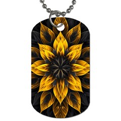 Yellow Flower Pattern Leaves Dog Tag (two Sides)