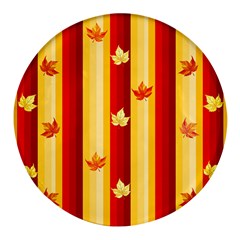 Autumn Fall Leaves Vertical Round Glass Fridge Magnet (4 Pack)