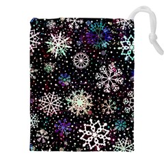 Shiny Winter Snowflake Abstract Christmas Cold Crystal December Drawstring Pouch (4xl)