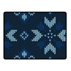 Blue Knitted Texture, Blue Christmas Background, Art Two Sides Fleece Blanket (small)