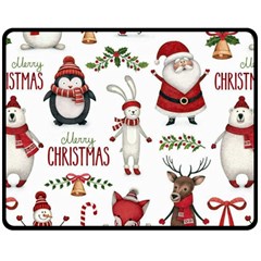 Christmas Characters Pattern, Xmas Backgrounds Two Sides Fleece Blanket (medium)