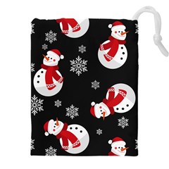 Christmas Texture, Retro Background With Snowmen Drawstring Pouch (5xl)