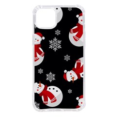 Christmas Texture, Retro Background With Snowmen Iphone 14 Plus Tpu Uv Print Case by kyorashop23