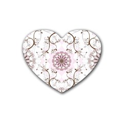 Floral Flora Flower Seamless Pattern Rubber Heart Coaster (4 Pack)