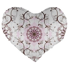 Floral Flora Flower Seamless Pattern Large 19  Premium Heart Shape Cushions