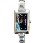 Jesus looking at Earth Rectangular Italian Charm Watch Front