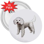 White Poodle Dog Gifts BW 3  Button (10 pack)