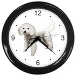 White Poodle Dog Gifts BW Wall Clock (Black)