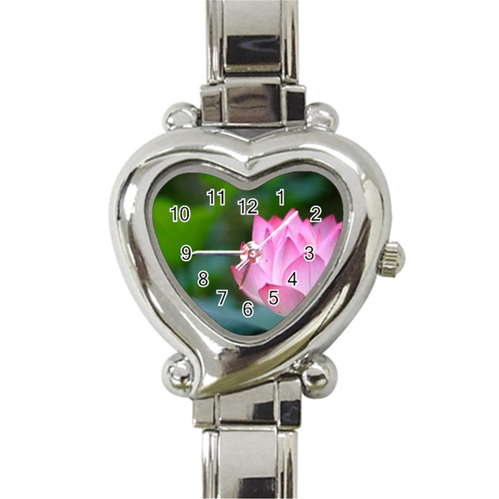 Pink Flowers Heart Italian Charm Watch