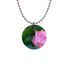 Pink Flowers 1  Button Necklace by ironman2222