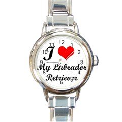 I Love My Labrador Retriever Round Italian Charm Watch by mydogbreeds