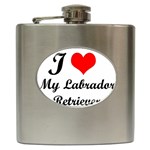 I Love My Labrador Retriever Hip Flask (6 oz) Front