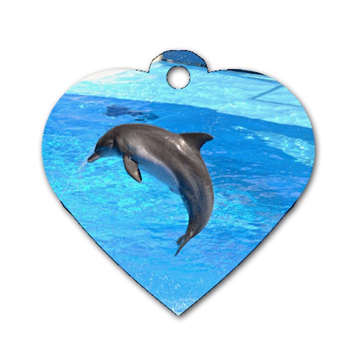 Jumping Dolphin Dog Tag Heart (One Side)