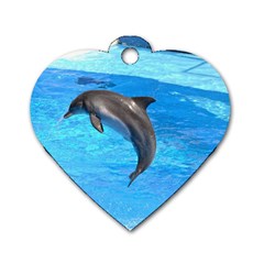 Jumping Dolphin Dog Tag Heart (two Sides) by dropshipcnnet