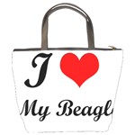 I Love My Beagle Bucket Bag Back