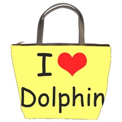 I Love Dolphin Bucket Handbag