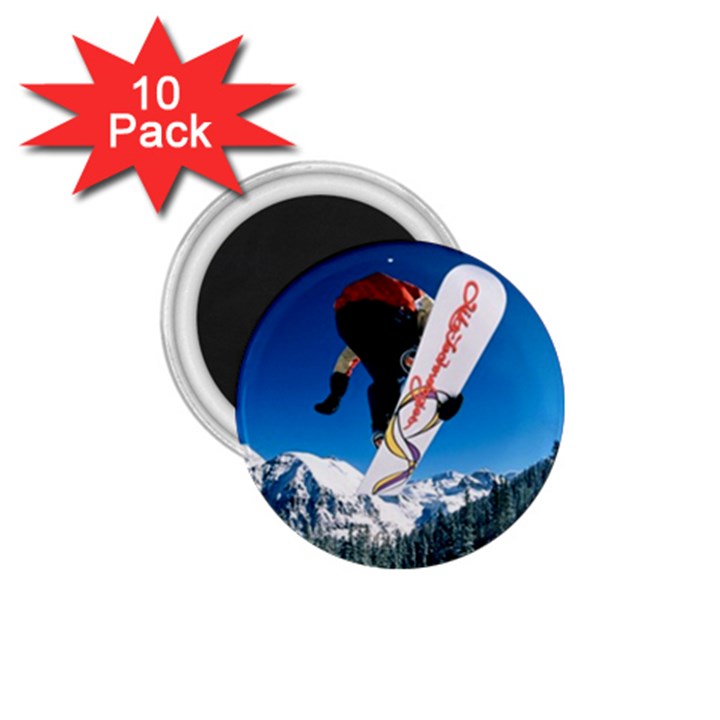 Snowboard Sport Airborne 10 Pack Small Magnet (Round)