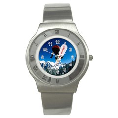 Snowboard Sport Airborne Stainless Steel Watch by ArtsCafecom3