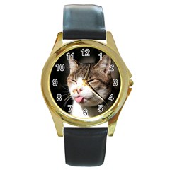 Cat4 Round Gold Metal Watch