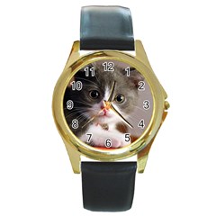 Cat1 Round Gold Metal Watch