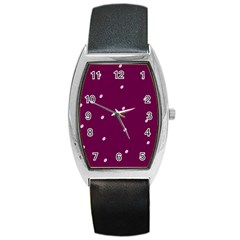 Purple White Dots Barrel Style Metal Watch