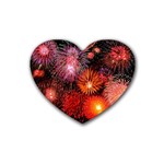 Fireworks 4 Pack Rubber Drinks Coaster (Heart) Front