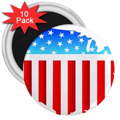 Usa Flag Map 10 Pack Large Magnet (round) by level3101