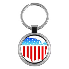 Usa Flag Map Key Chain (round) by level3101