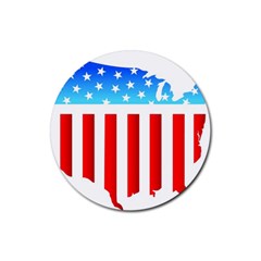 Usa Flag Map Rubber Drinks Coaster (round) by level3101