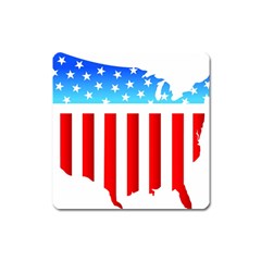 Usa Flag Map Large Sticker Magnet (square)