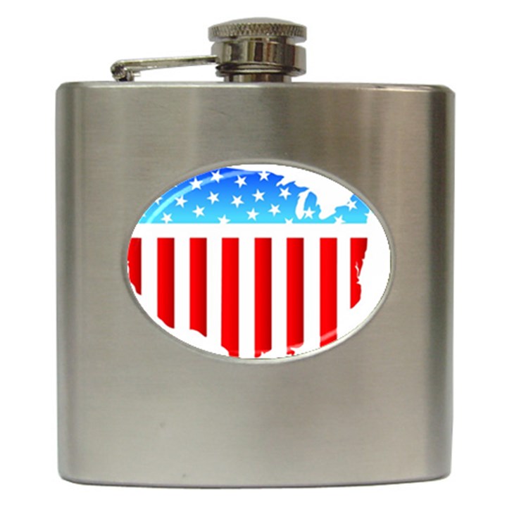 USA Flag Map Hip Flask