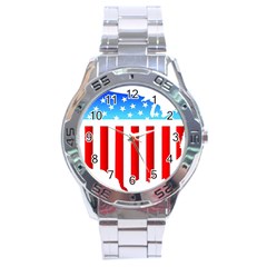 Usa Flag Map Stainless Steel Analogue Watch (round) by level3101