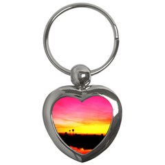 Pink Sunset Key Chain (heart) by tammystotesandtreasures