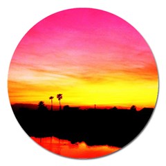 Pink Sunset Extra Large Sticker Magnet (round) by tammystotesandtreasures