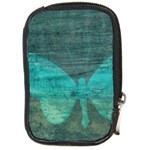 Aqua Butterfly Compact Camera Leather Case