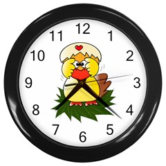 Coming Bird Black Wall Clock