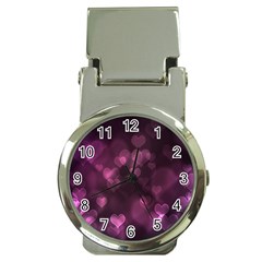 Purple Bokeh Chrome Money Clip With Watch by PurpleVIP