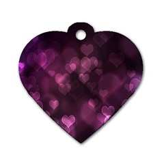 Purple Bokeh Twin-sided Dog Tag (heart) by PurpleVIP