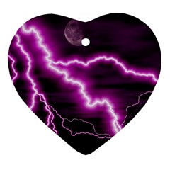 Purple Lightning Ceramic Ornament (heart) by PurpleVIP