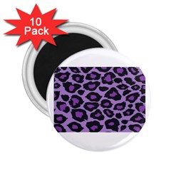 Purple Leopard Print 10 Pack Regular Magnet (round) by PurpleVIP