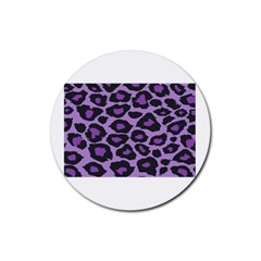 Purple Leopard Print Rubber Drinks Coaster (round) by PurpleVIP