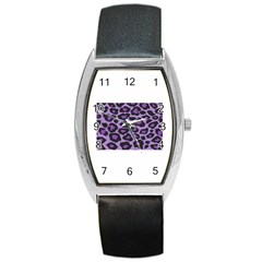 Purple Leopard Print Black Leather Watch (tonneau) by PurpleVIP