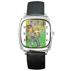 Green Gold Swaggie Black Leather Watch (square) by Koalasandkangasplus