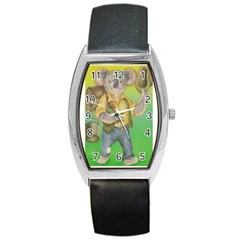 Green Gold Swaggie Black Leather Watch (tonneau)