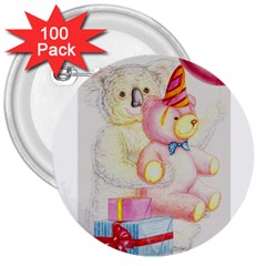 Koala And Bear  100 Pack Large Button (round) by Koalasandkangasplus